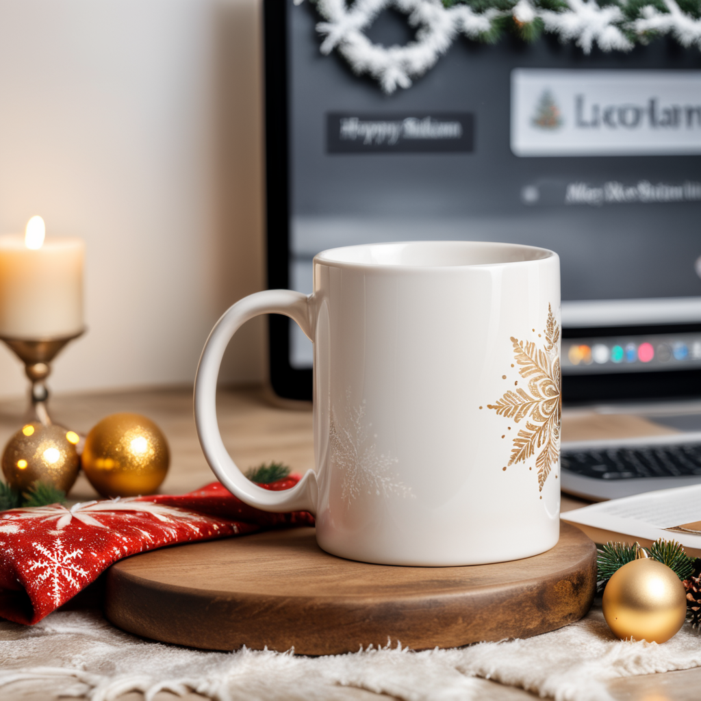 mug mockup in Christmas style