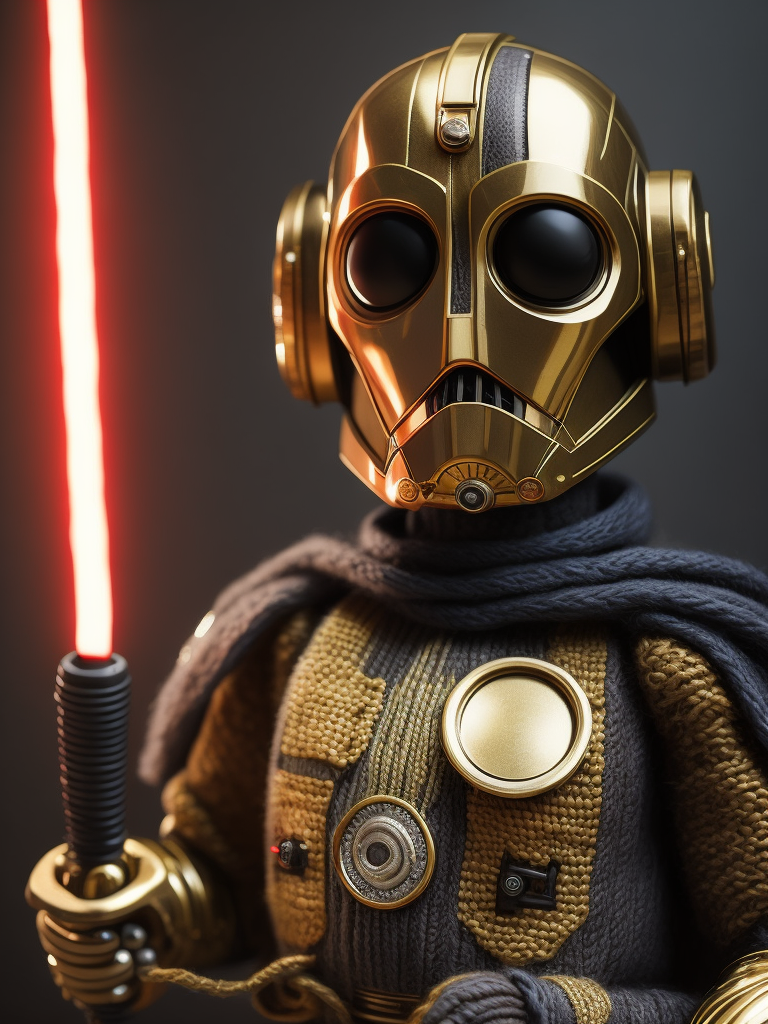 c3po knitted toy star wars jedi toy crafts handmade yarn art character unique