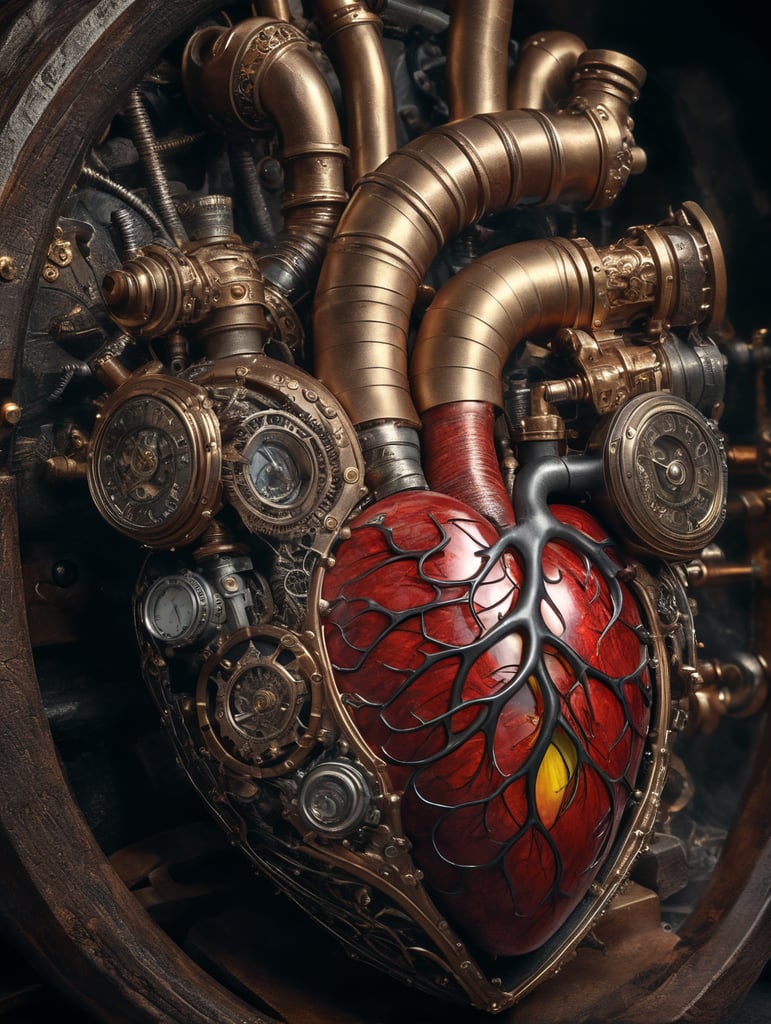 human heart made by a skilled craftsman in medieval steampunk style
