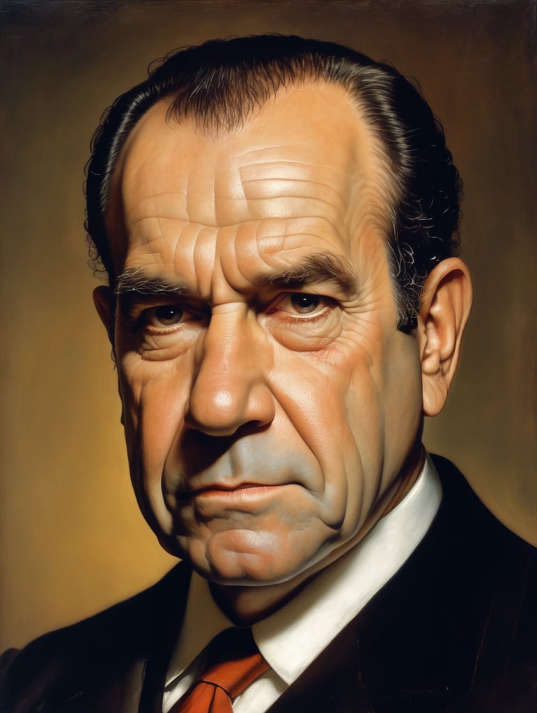 Portrait of Richard Nixon by Rembrandt Harmenszoon van Rijn, sad face, America, so sorry