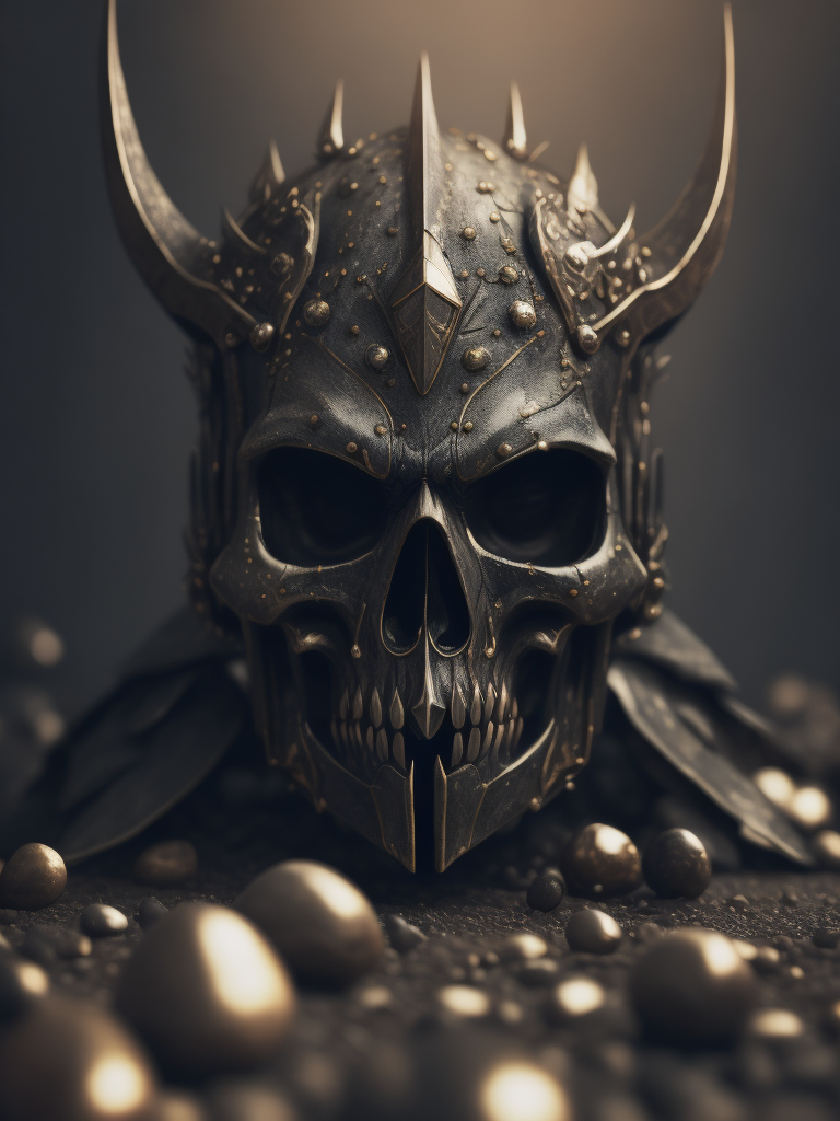 metal maden male chaos warrior, skulls on the ground, Glass, Polygon, ultra detailed, intricate, bokeh, photo, 8k, dark, dynamic action, pale washed out style, shot on cyanotype, cracked lens, dreamy nostalgic, soft focus, dark vignetting, light leaks, medium photography, gloomy artistic painterly ethereal, whimsical, coarse grain photo