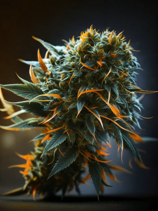 A macro photo of a cannabis flower, macro photography, close-up, high-quality details, deep focus, professional shot