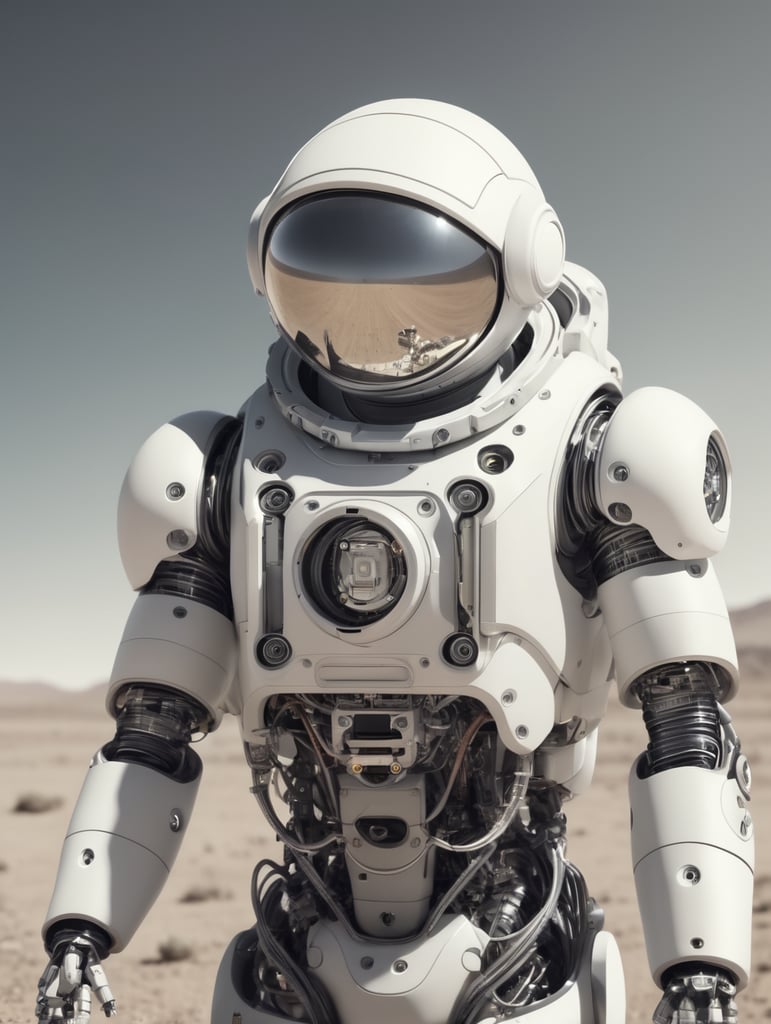 robotic astronaut in open space