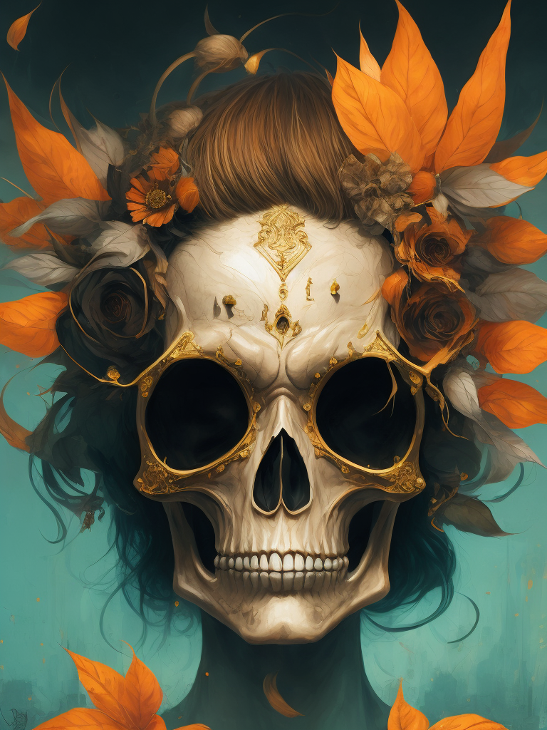 3 4 marble skull with gold filigree inlay surrounded by black sunflowers model made of Hiroaki Takahashi art ultra perfect composition 3d liquid detailing fluid acrylic by Greg Tocchini, James Gilleard, Joe Fenton Kaethe, Butcher Bosch, Dan Mumford, Kandinsky art style [collage] [splatter] [streak] [crop] [cut]