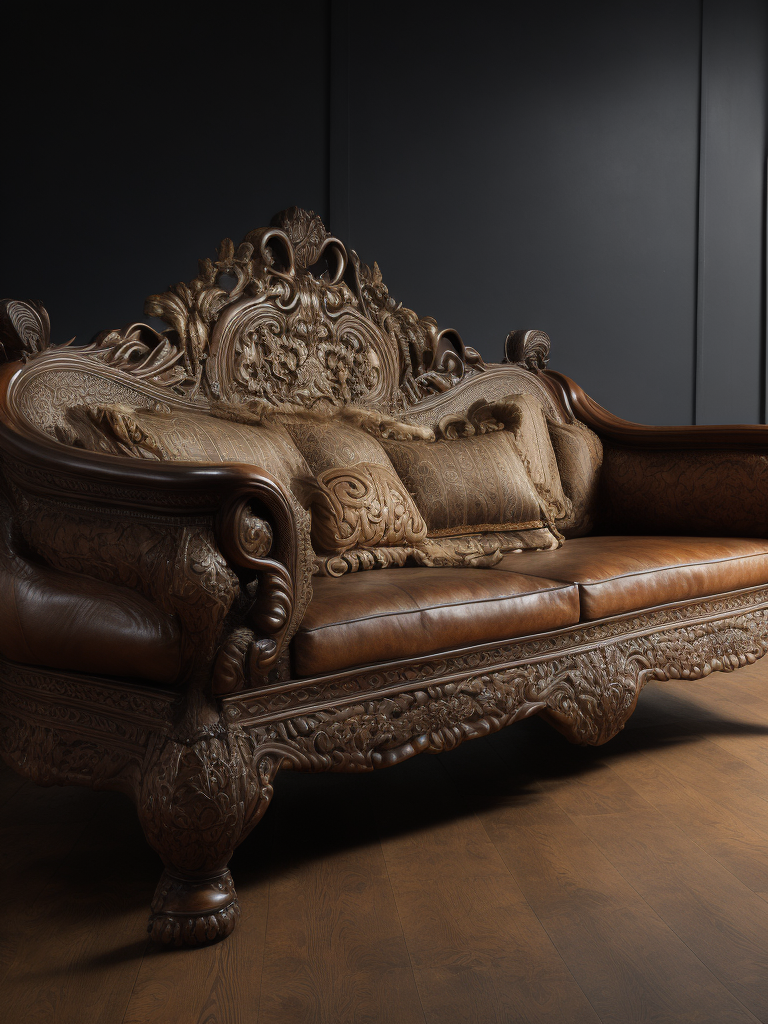 deep carved sofa, deep atmosphere, Chinese style, sharp on details