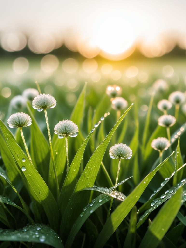 трава с росой и клевер на белом фоне