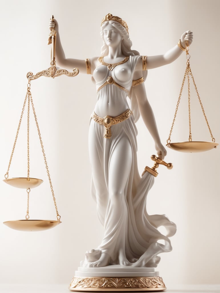 Justice goddess holding balance scales