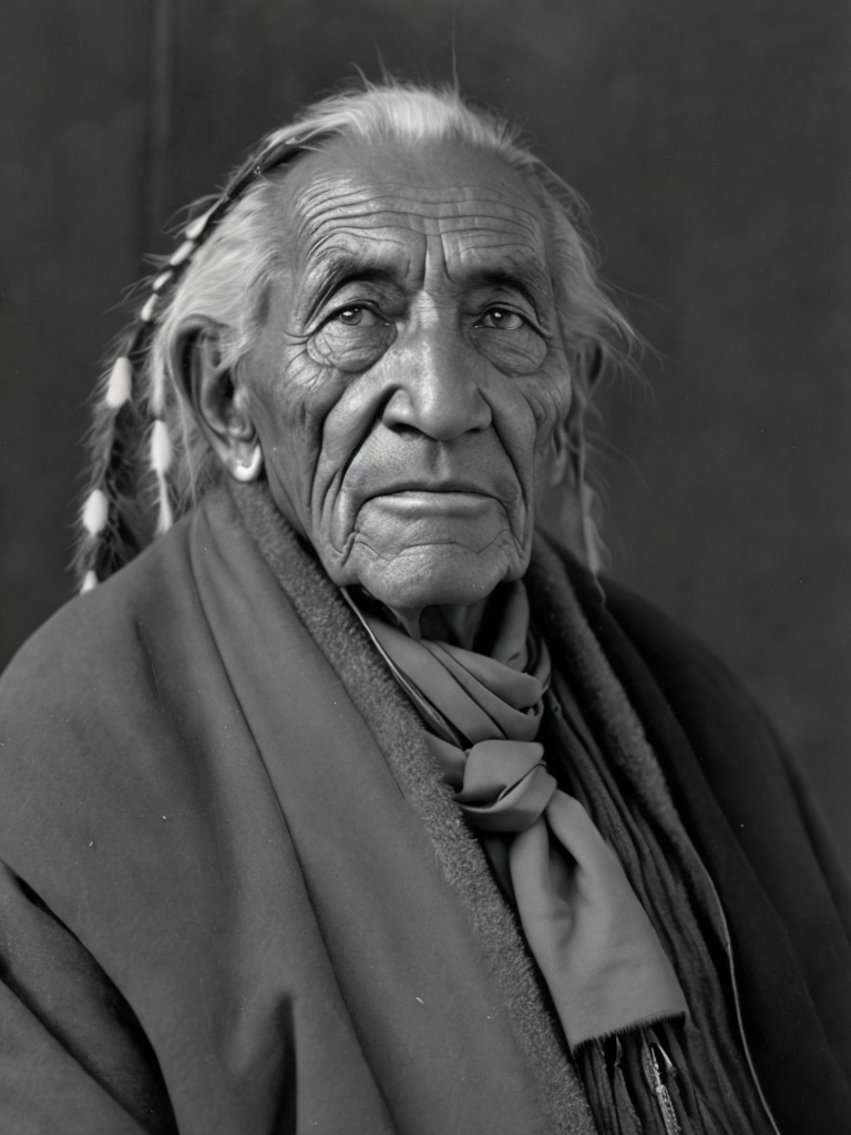 Canada's First Nations people, rare historical photo, black and white photography, a old man, redskin, native Americans