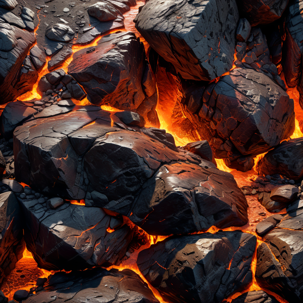 3d Rendered magma Rock Texture dark