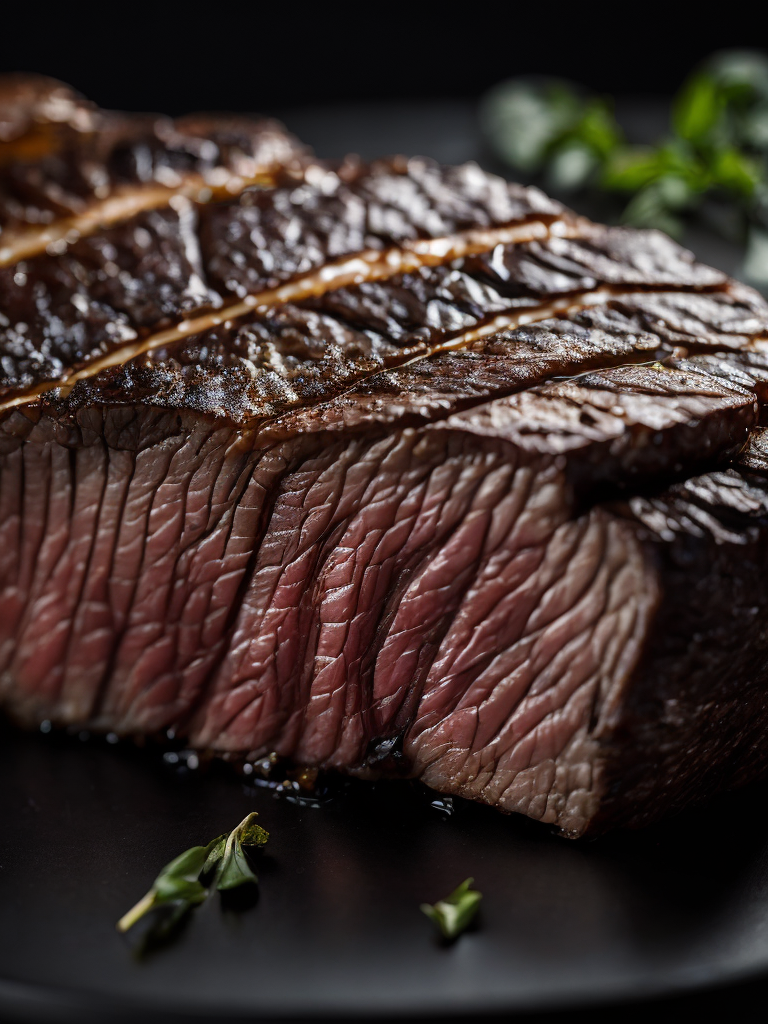 macro photography of a steak