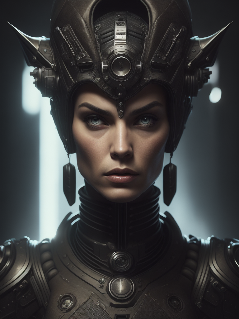 A witch with robotic implants on face and body very intricate sharp focus, dark art, dramatic lighting, style image hr giger, darkness ratio, fire background, fairytale and high fantasy, pretty face, mystical, mythical, magic, fantasy, perfect hands, perfect eyes, esoteric, mystical, cg, best quality masterpiece, dslr with a 200mm lens, greg rutkowski, 45 degrees, --s100, ultra realism, realistic photograph, hyperdetailed, very sharp, sharp focus, realistic details, professional, directed by ridley scott