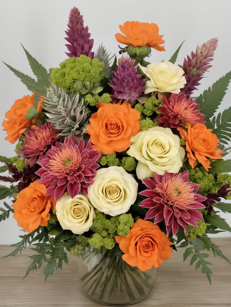 IMAGINE A CANNBIS FLOWER COLORFUL FLOWER ARRaNGEMENT