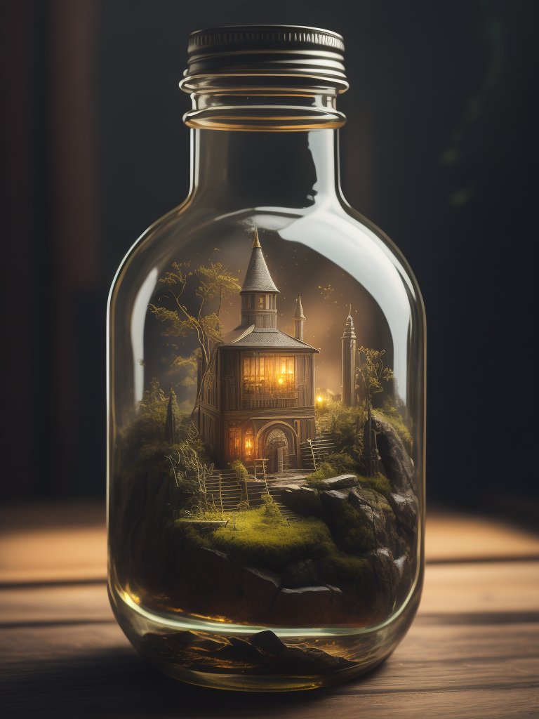 miniature world in the glass bottle
