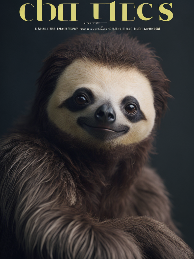 A sloth on the cover of a fashion magazine