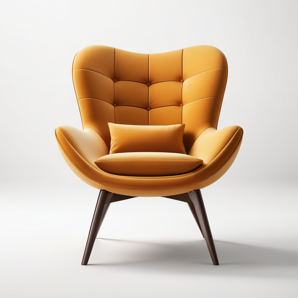 3d febric chair on a white background with sharp edge , clear, isolated on white background, center of the canvas