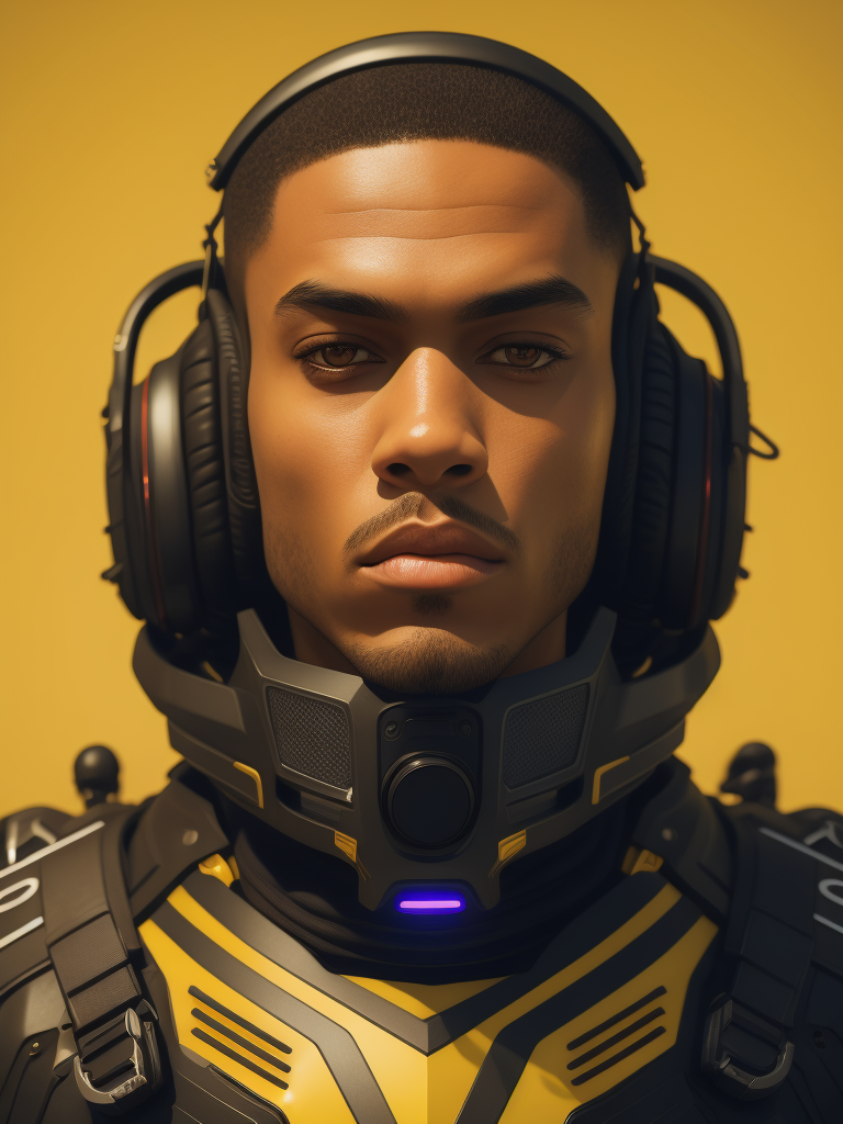 futuristic computer game illustrated character on yellow background illustrated illustration graphic character on purple background in graphic circle in skafander