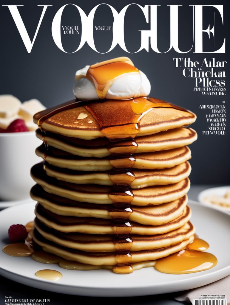 A stack of pancakes on the cover of Vogue