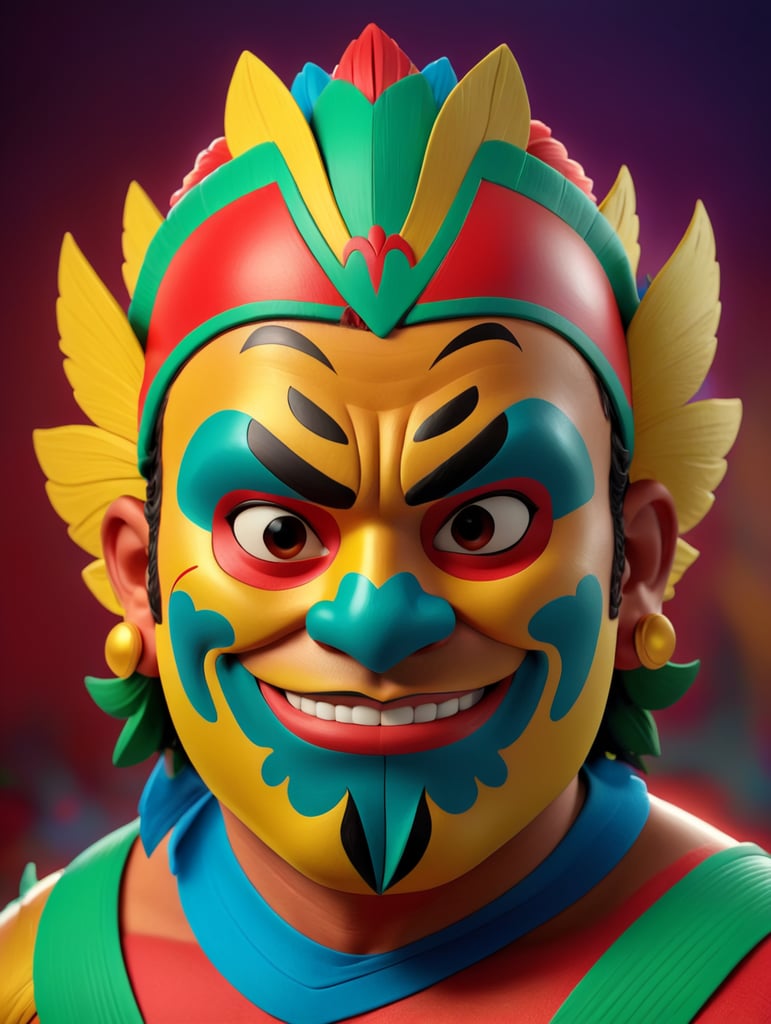 Portrait of a masked mexican wrestler, Vivid saturated colors, Contrast color, studio photo, professional photo, Rich colors, Detailed image