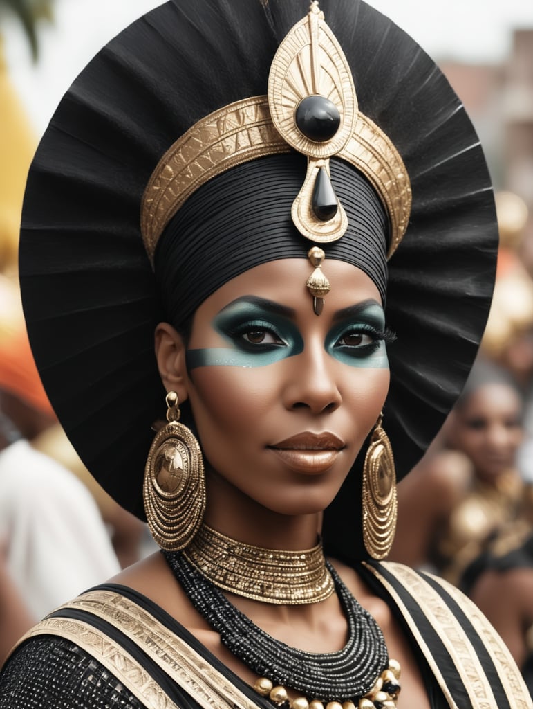 BLACK EGYPTIAN WOMAN AT CARNIVAL PARADE