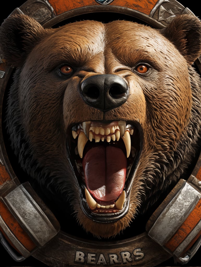 Logo of a sports teams named bears, agressive, showing teeth, adobe illustrator style