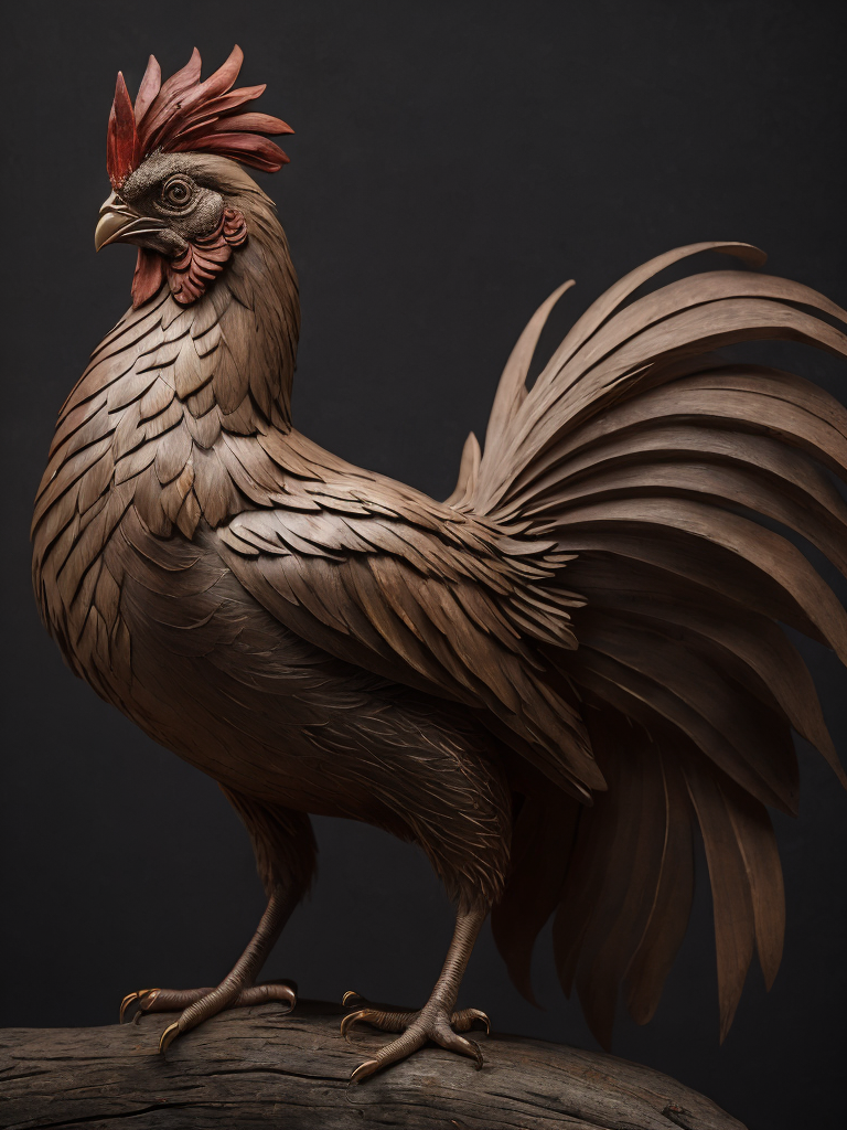 wood carved rooster