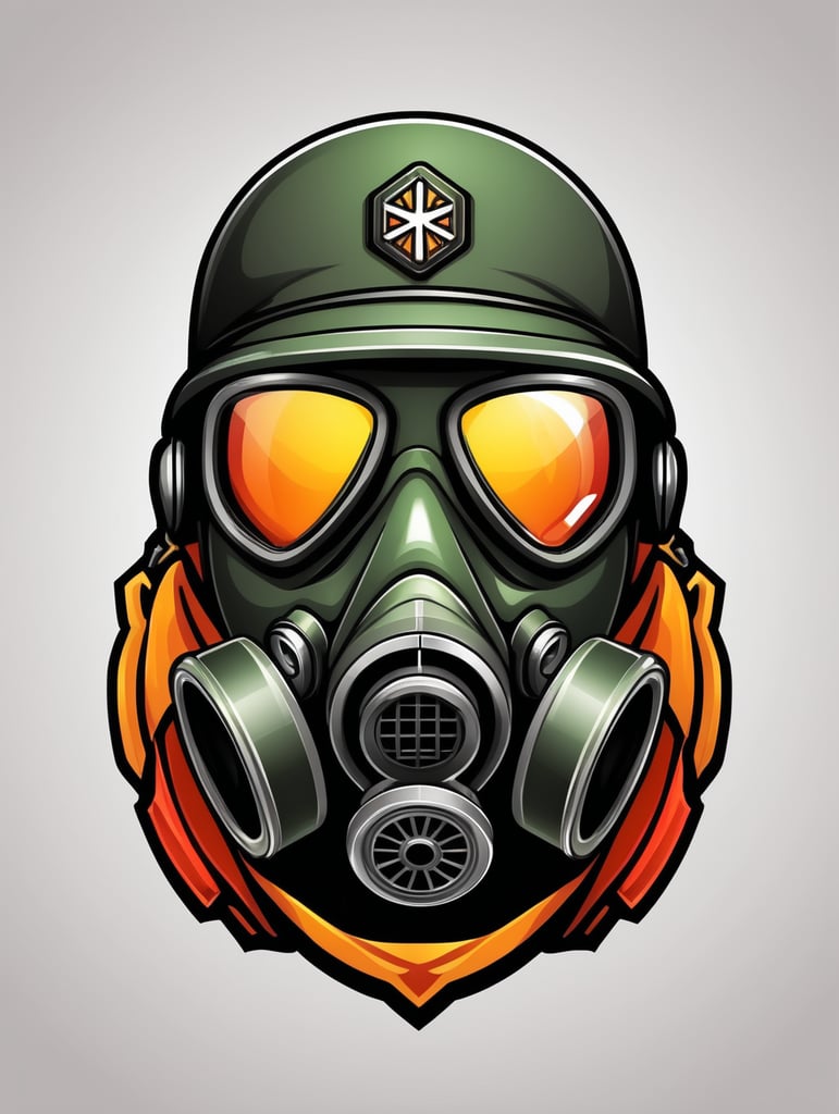 Soldier gas mask mascot logo, e-gaming, bright colors, Gaming Logo, vector image