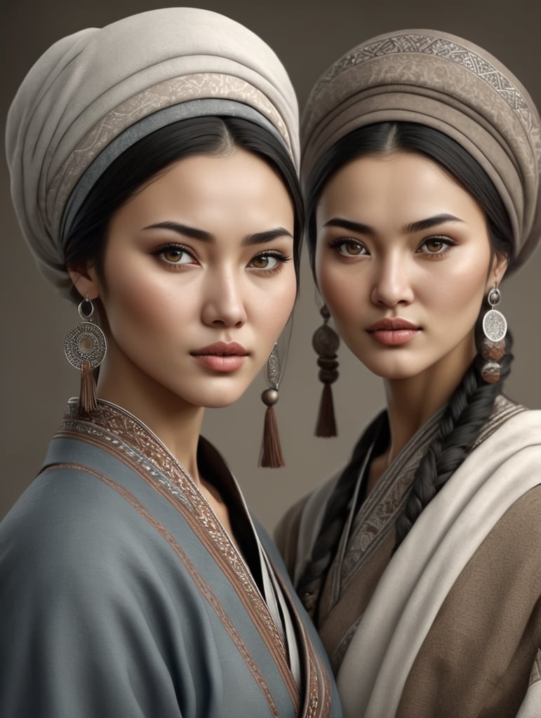 Realistic modern turkic women