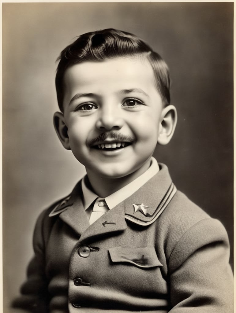 portrait of Joseph Stalin as a kid, 6 month old, happy emotions on his face