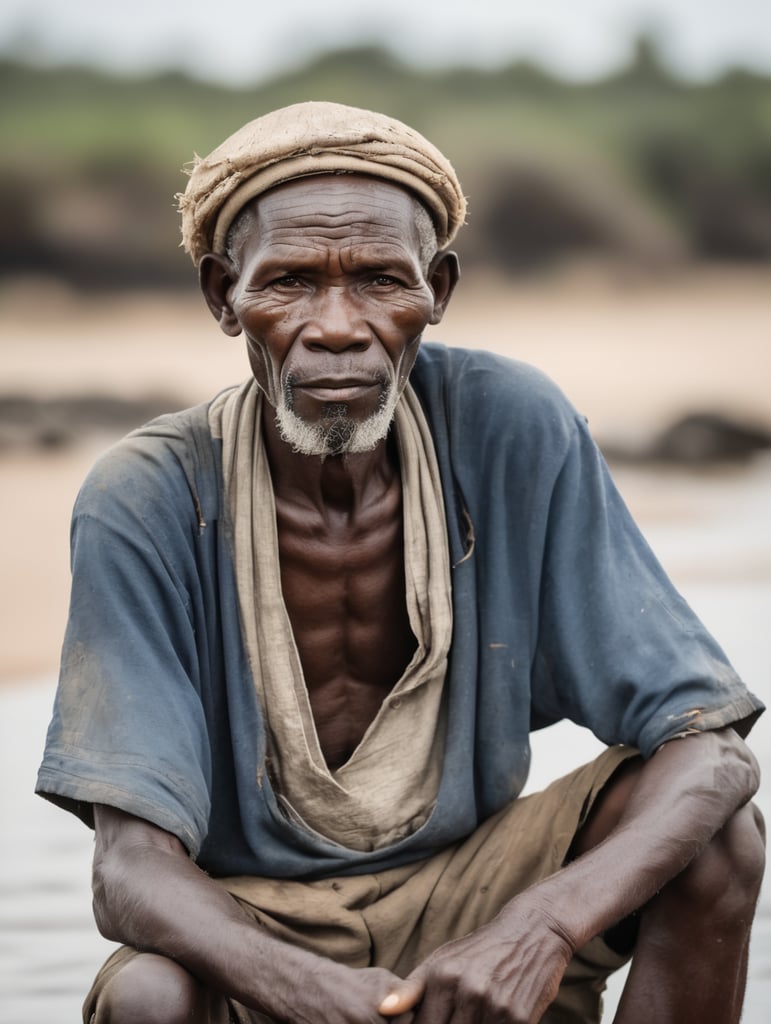 An old and poor African fisherman. His name is Nyamgontho son of ombare