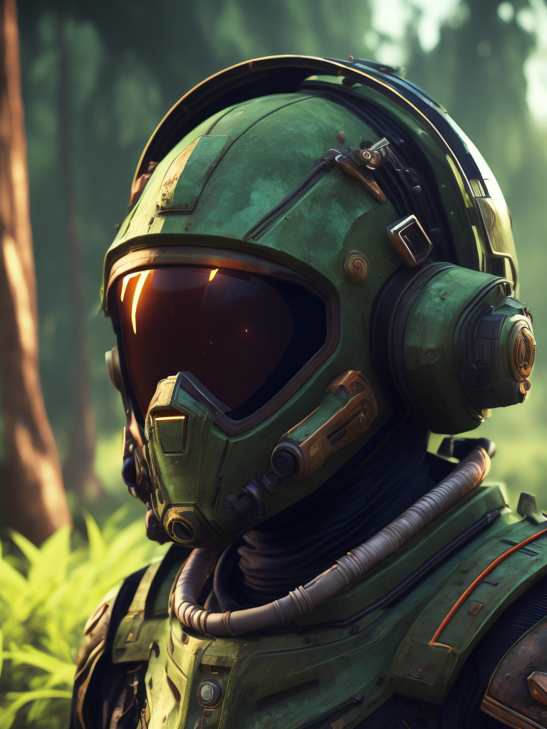 close up side portrait, inter dimensional belarusian ww2 partisan space suit, belarusian cybernetic wired soviet mech suit, intricate piped wiring armor, fallout, green nuclear waste ooze dripping, Chernobyl background, nuclear monster, bioorganic creature, wet organic armor, finely detailed, LED indicators, heads up display helmet, holographic, wet dripping clothing, aztec, jungle, photography, no mans sky, prometheus, futuristic fantasy, 3d render, 8k, high fidelity, octane render, ultra realistic, sleek sharp textures rendered in beautiful biomechsuit engine