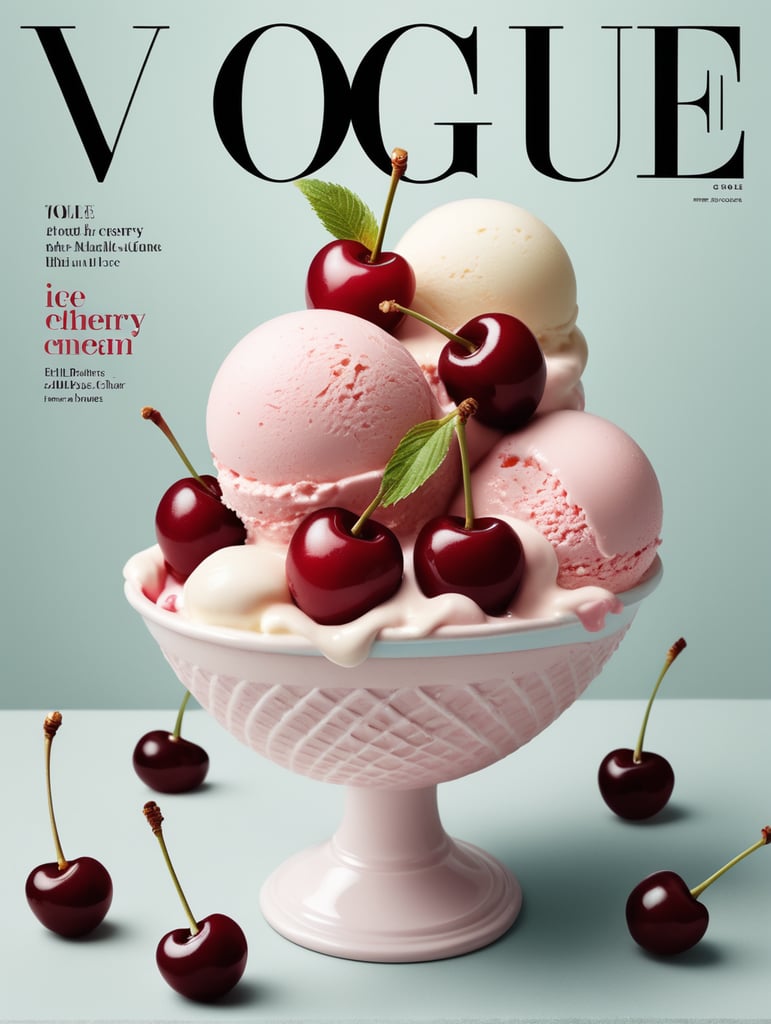 Ice cream with cherry on the cover of Vogue