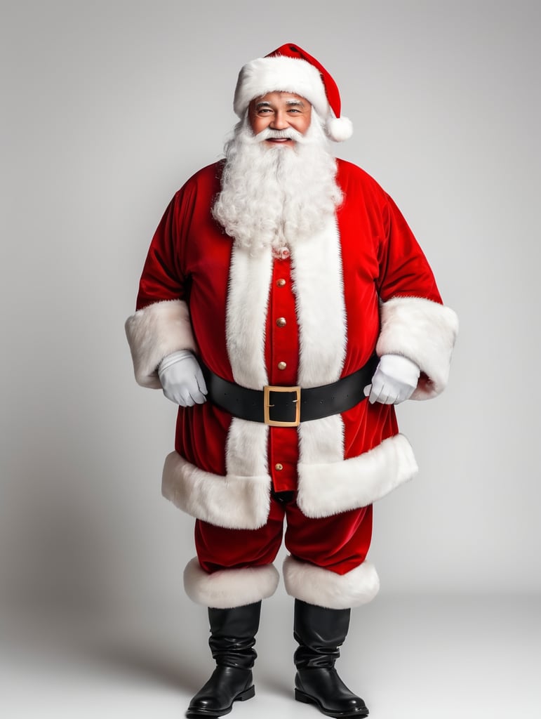 A Clean portrait of the full body of Santa on white background