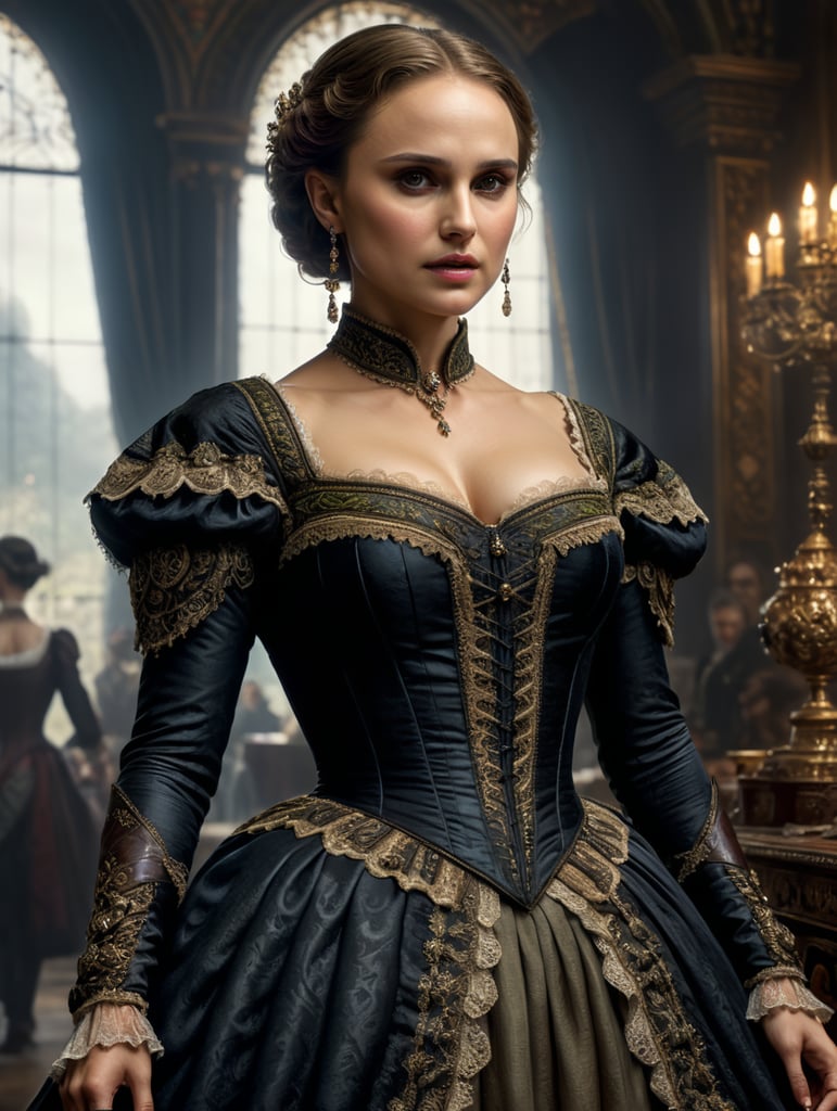 Natalie Portman,fully body,victorian costume