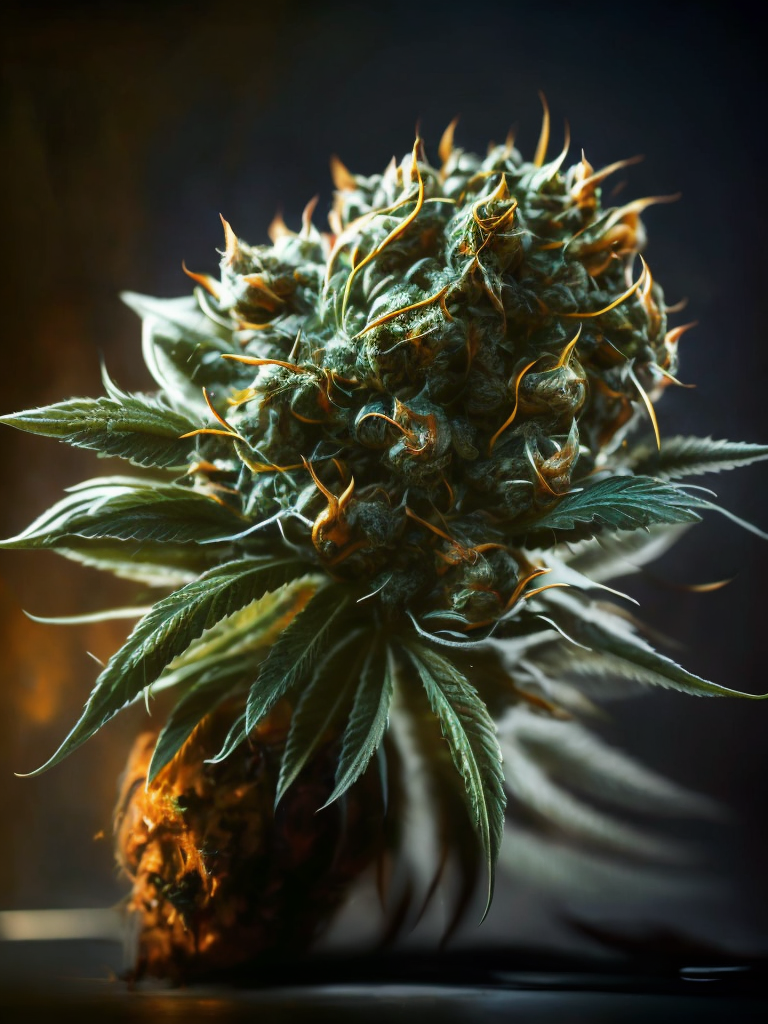 A macro photo of a cannabis flower, macro photography, close-up, high-quality details, deep focus, professional shot