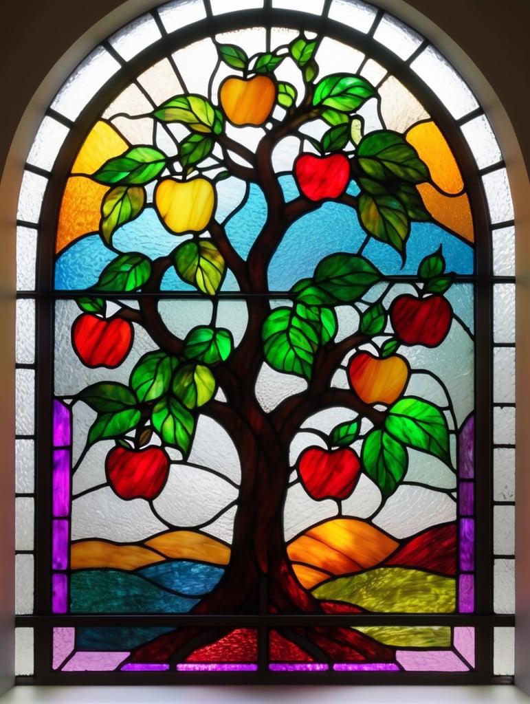 Colorful stained window apple