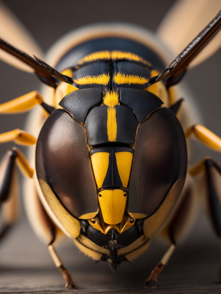 wasp macro photography, close-up, high-quality details, deep focus, professional shot