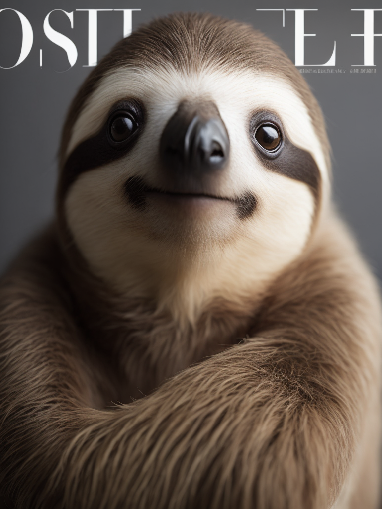 A sloth on the cover of a fashion magazine