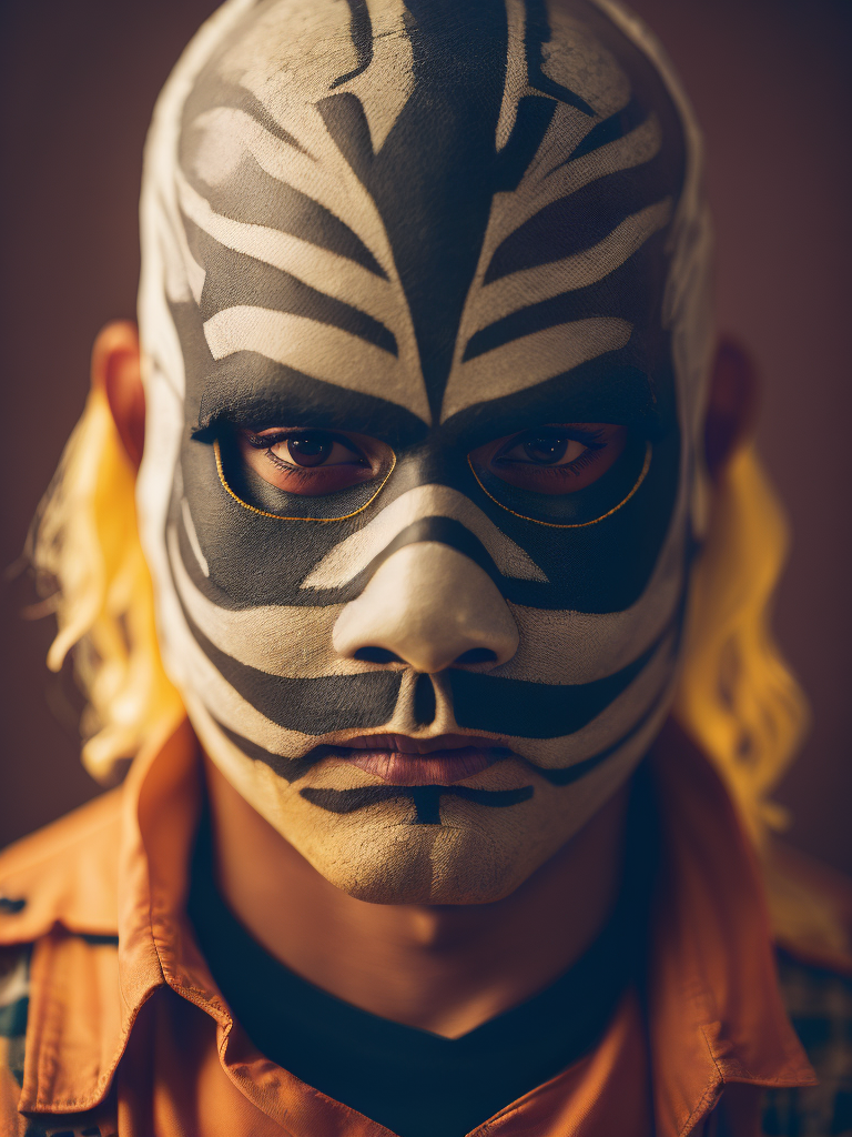 Portrait of a masked mexican wrestler, Vivid saturated colors, Contrast color, studio photo, professional photo, Rich colors, Detailed image