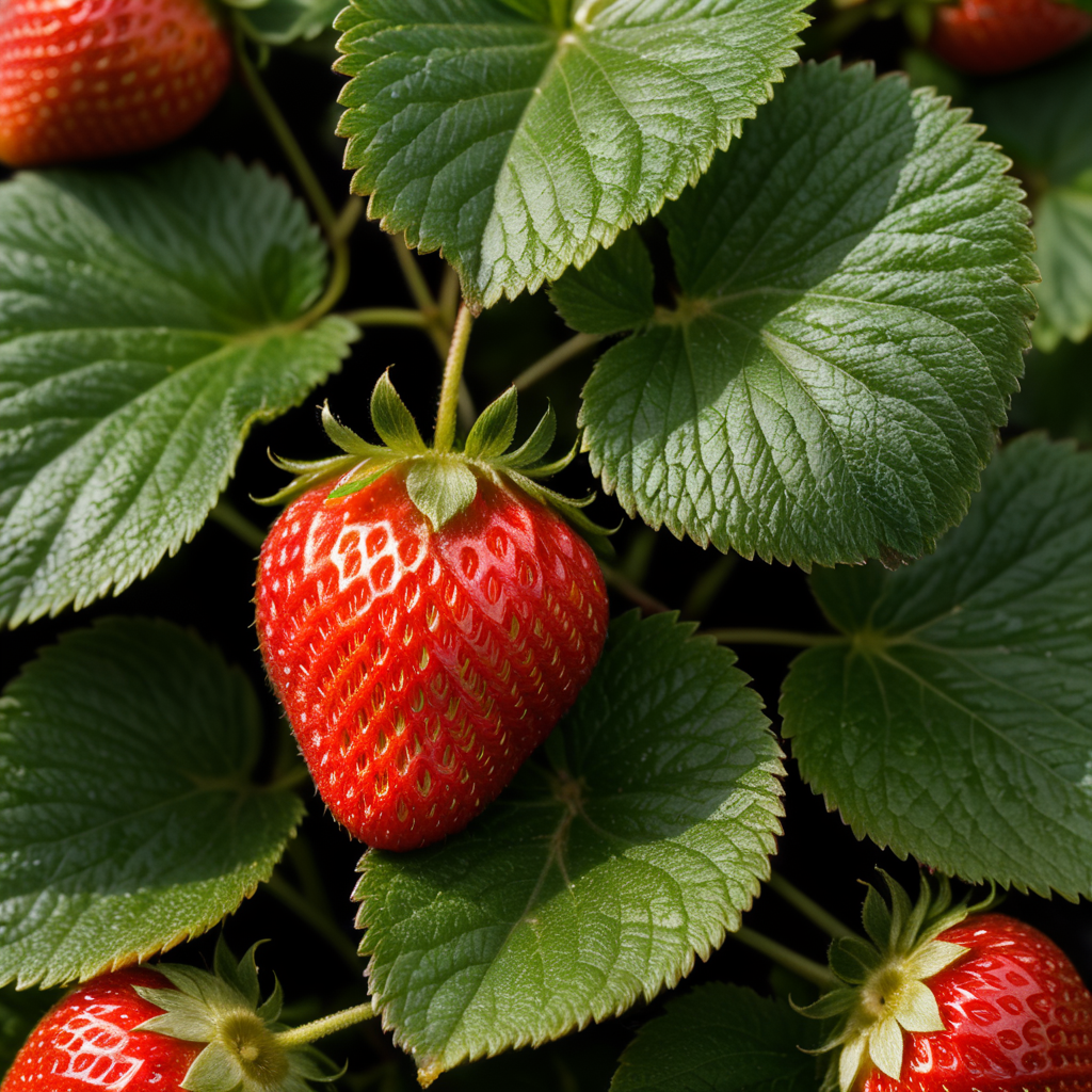 close up Strawberry Leaf on white background , clear, isolated, white background