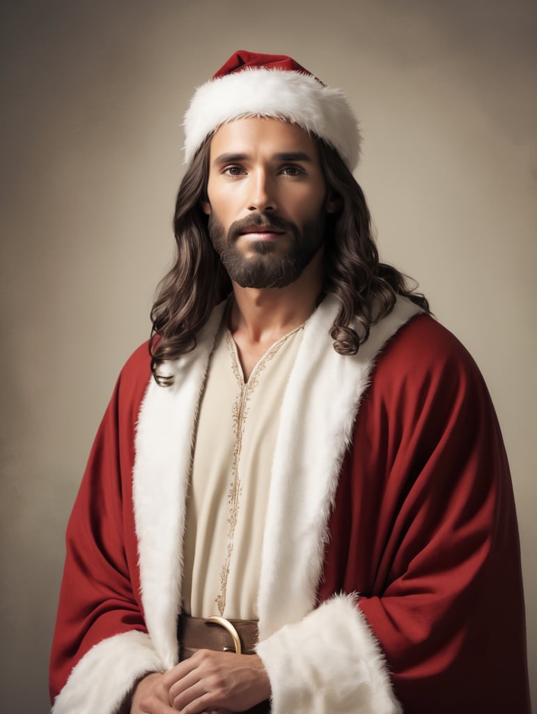 Jesus dressed as santa