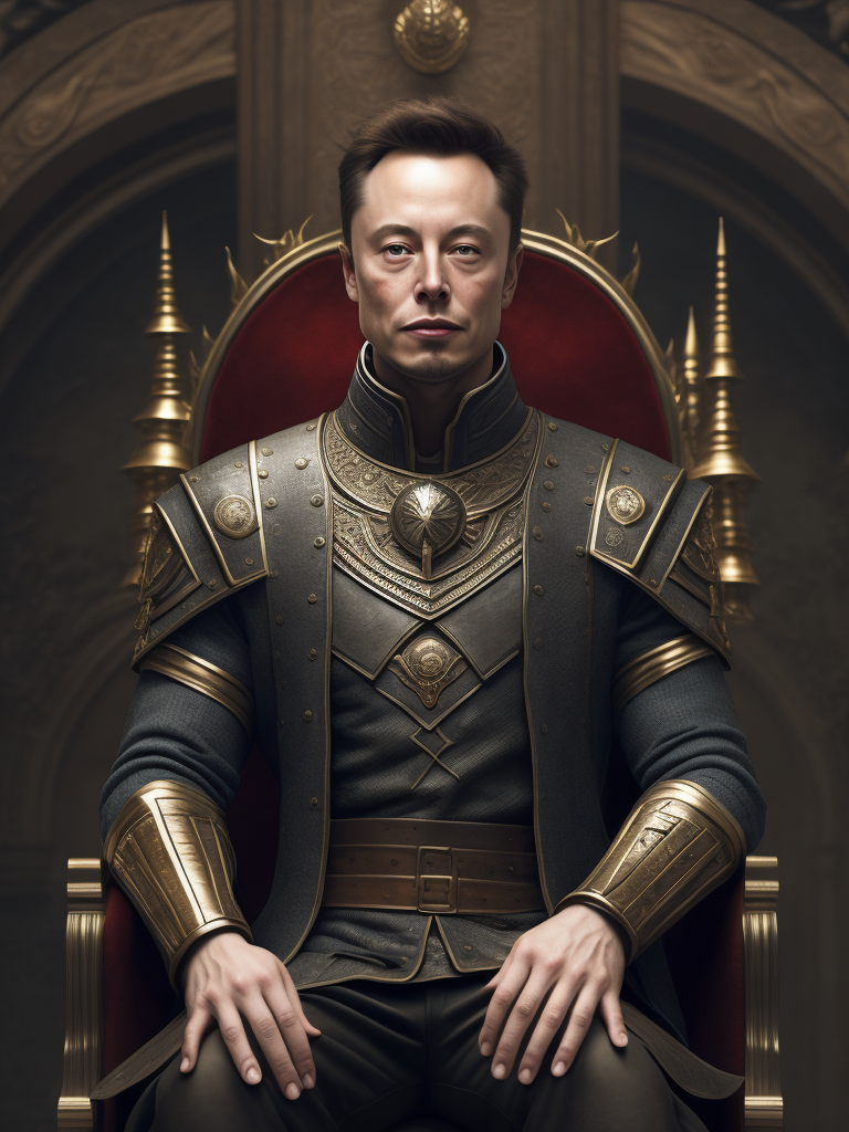 Elon Musk, in The Matrix movie, in kung-fu stance Tupac as a medieval king on a throne with a sword in hand by Edgar Maxence and Caravaggio and Michael Whelan, artistic, intricate drawing, realistic fantasy, extremely detailed and beautiful aesthetic face, postprocessed, 8k resolution, dramatic lighting