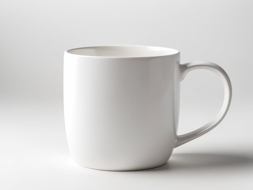 White strait ceramic mug, white background, isolated, mock up, mockup