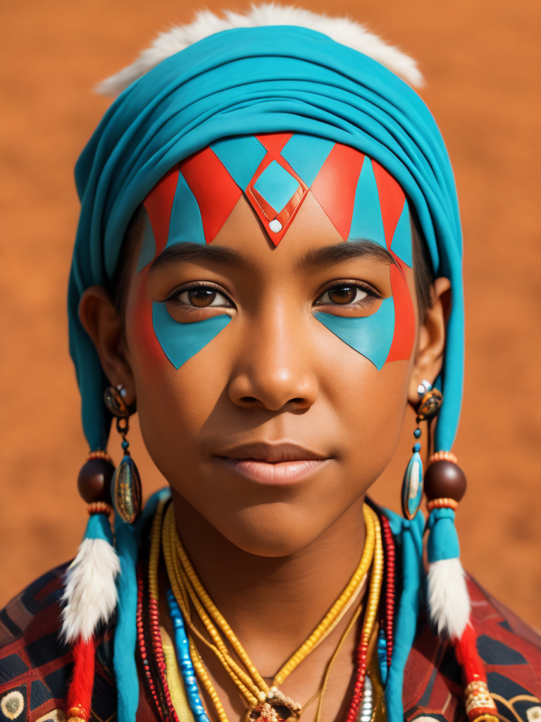 native american woman 10 years old in national dress