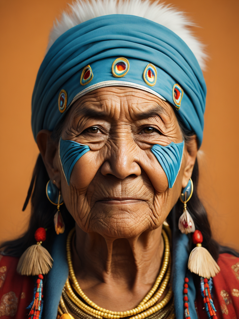 native american old woman 25 years old in national dress