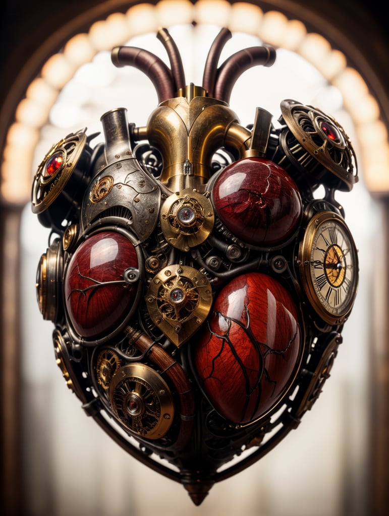 human heart made by a skilled craftsman in medieval steampunk style