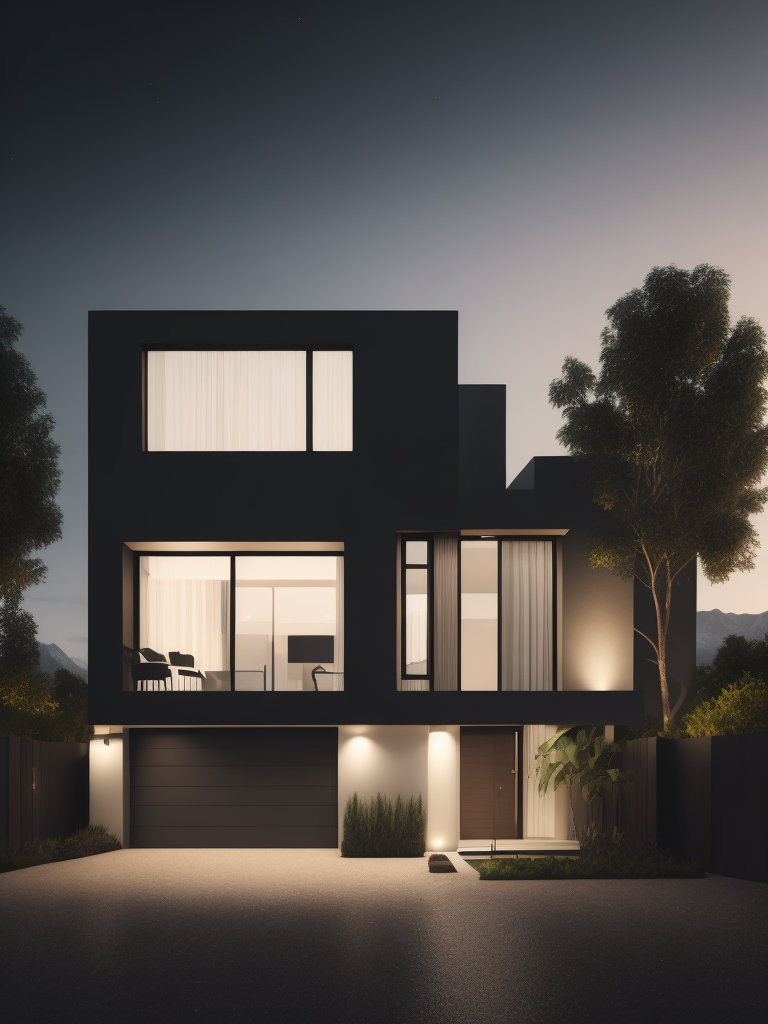 A stunning modern mansion, with clean lines and minimalist design that emphasizes the beauty of the surrounding landscape, featuring luxurious amenities that evoke luxury living and sophistication. Artists: Dario D'Ambrosio, Patricia Urquiola, Ole Scheeren, Cinematic Lighting
