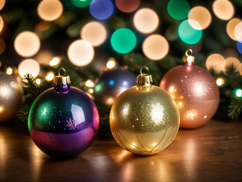 Christmas background with blurred color lights