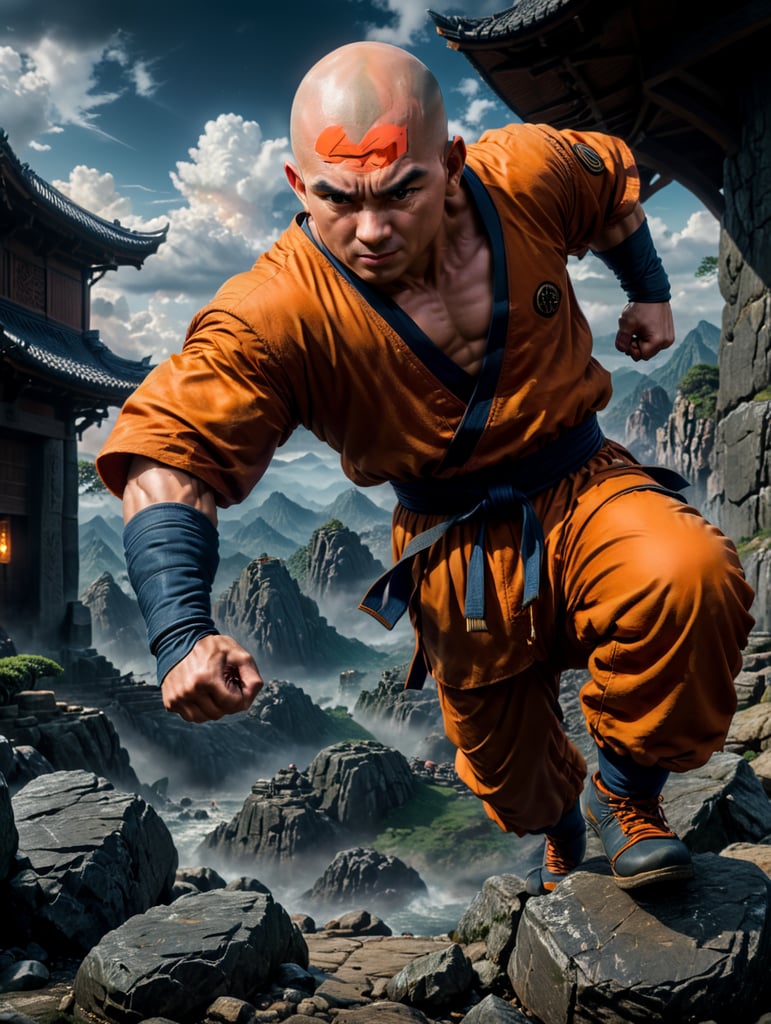 Krillin is a bald martial artist and one of Goku's best friends and classmates, Dragon Ball