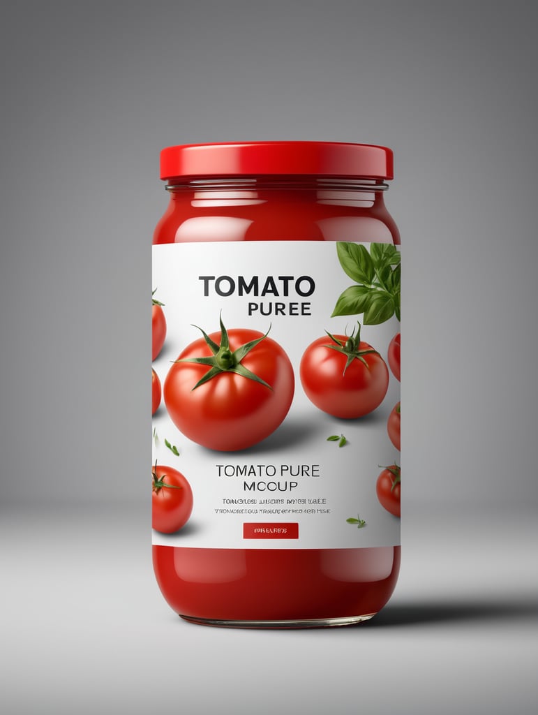 tomato puree jar mockup, no label, isolated, grey background