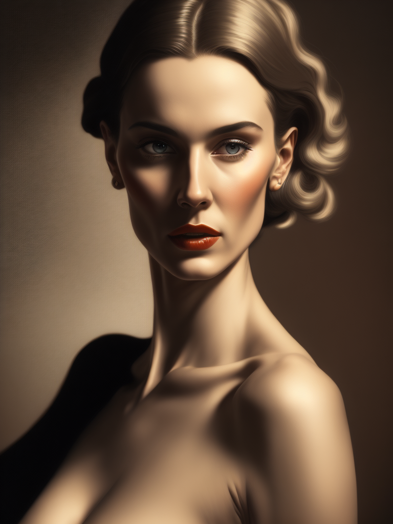 A Tamara de Lempicka woman made real, human, photograph, as if the painting of the woman came to life.